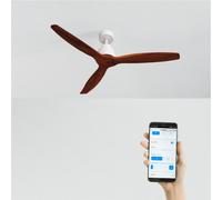 WIND STYLANCE NATURAL WOOD - Ventilador De Techo 40W Silencioso 100% Madera Varios Tamaños Sin Luz & WIFI + Mando A Distancia & M (Ø132cm) (estancias 10m²-25m²) & Blanco / Madera Oscura