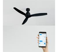 WIND STYLANCE NATURAL WOOD - Ventilador De Techo 40W Silencioso 100% Madera Varios Tamaños Sin Luz & WIFI + Mando A Distancia & M (Ø132cm) (estancias 10m²-25m²) & Negro
