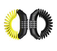Windance 2PCS Cable de bloqueo antirrobo de casco de motocicleta, cerradura de equipaje retráctil portátil con bloqueo de seguridad de combinación de 4 dígitos (negro y amarillo)