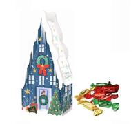 Windel | Casa de madera Decoraciones azules Impresiones navideñas Chocolates con leche | Caja Regalo Interna con Chocolate con Leche - 58 Gr