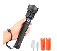 WINDFIRE Linterna LED Recargable Super Brillante XHP70 Linterna LED Táctica Militar Foco Ajustable 5 Modos Antorcha de Mano Impermeable para Camping Emergencia Senderismo