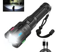 WINDFIRE Linternas de alto lúmenes, linternas LED recargables de 3000 lúmenes, linterna súper brillante, 5 modos, luz de flash alimentada por pilas, linterna táctica potente para el hogar, camping,