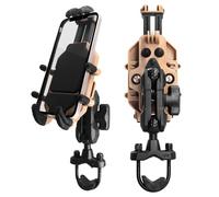 WINDFRD Soporte de teléfono para motocicleta con amortiguador de vibración, abrazadera fuerte para iPhone 15 Pro Max/14/13, Galaxy S23+/23 y más, brazo y base de aluminio, adecuado para manillar de