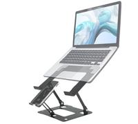 Windfromort Soporte para ordenador portátil, altura regulable, soporte de acero al carbono ventilado, compatible con MacBook Air, Pro Dell, HP y Lenovo de 10 a 17 pulgadas (negro)