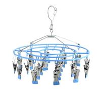 Windfromort Tendedero Pequeño Plegable de Acero - Tendedero Ropa Interior con 24 Pinzas - Tendedero para Balcón y Baño (Azul)