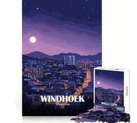 Windhoek, Namibia, Paisaje Urbano Nocturno Rompecabezas de 1000 Piezas para Adolescentes Práctica de lógica Fácil de Usar Bordes limpios Regalo significativo (50x75cm)