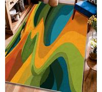 Winding Path Alfombra moderna abstracta con curvas de colinas otoñales, color verde, de pelo bajo, estética, rectangular, para el hogar, sala de estar, dormitorio, pasillo, escritorio, oficina