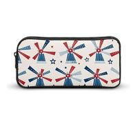 Windmill Patriotic Celebrate America Independence - Estuche divertido para lápices de alta capacidad, bolsa de papelería, organizador de cosméticos para hombres y mujeres