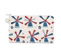 Windmill Patriotic Celebrate America Independence - Monedero de lona personalizado para cambio de moneda, bolsa de maquillaje pequeña para hombres y mujeres, 7.5 x 4.6 pulgadas, Estilo:, Talla única,