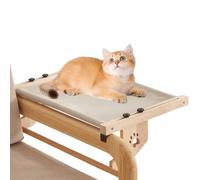Window Cat Perch - Suspended Hammock Bed, Sturdy Wood & Metal Frame with Easy Install Design, Durable & Comfortable Seat with Large & Small Cat Support for Sunbathing, Napping, or Window Lounging