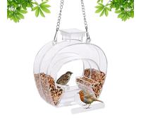 Window Clear Bird Feeder, Easy Mount Garden Decor, Acrylic Feeder with Perching Stand, Close View Hanging Bird Feeding Station for Finches Bluebirds Lovebirds Parakeet Tree Outdoor Yard Indoor
