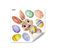 Window Cling Decoration - Durablee Transparent Glass Sticker, Spring Holiday Bunny Egg Design, Reusable Adhesive Decal, Festive Decorative Sheet | Lounge Kitchen Classroom Kindergarten Spaces Bathroom