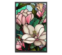 Window Film Privacy Colorful Retro Floral Window Film 17.72x39.37 In Static Cling Reusable UV Blocking Heat Insulation Stained Glass Sticker for Room Decor