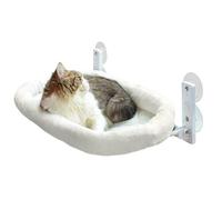 Window Mounted Cat Seat, Space Saving Kitten Window Perches with Strong Suction Cups, Plush and Mesh Breathable Cat Shelves Warm for Pet Cats Kittens, 11.81x23.62 Inches