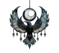 Window Ornament - 2D Acrylic Moon Raven Design, Light Reflecting Panel, Gothic Aesthetic, Eye Catching Decoration for Indoor Spaces, Kitchen Car Garden Accessory Versatile Placement Security