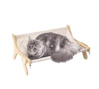 Window Perch, Cat Shelf, Resting Seat, Wooden Frame, Machine Washable Cover, Safety Design, Natural Finish, for Interior, Household Pet Accessory, Secure Fit, Comfortable