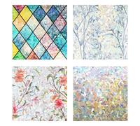 Window Privacy Film - Static Non-Adhesive Anti-Glare | Holographic Heat-Blocking Rainbow Glass Film with Electrostatic Adsorption | UV Protection PVC Cling For Home Apartment Bathroom Kitchen Bedroom