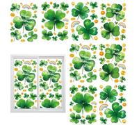 Window Stickers, Window Decals, Shamrock Window Stickers, Reusable Window Clings, Double-Sided Shamrock Window Stickers, 8 Sheets of Reusable Window Clings for Festive St. Patrick’s Day Decorations