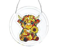 Window Sunlight Catcher - Bovine Mosaic Ornament, Transparent Art Bauble, Iridescent Hanging Medallion | Colorful Refractive Window Ornament Rainbow Prism for Bedroom Housewarming Backyard Patio