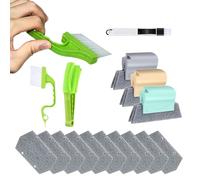 Window Track Cleaner Kit - 16-Piece Sliding Door Cleaning Brushes for Deep Corner and Crevice Sanitizing, Multifunctional Tool Set with Durable Handles for Sliding Doors, Tracks