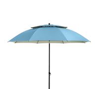 Windprofi sombrilla Derby Doppler 200 cm azul para playa o balcón con válvula de viento, regulable en altura y protección UV
