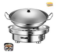 Windproof Alcohol Stove with Pot, 2026 Upgraded Portable Stainless Steel Burner Set, Anti-Slip Alcohol Cooker for Camping, for Outdoor Picnic Emergency (Set C (Stove + 26cm Pot + Lid))