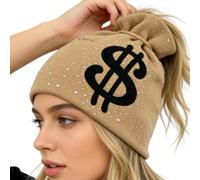 Windproof Beanie Cap, Warm Money Print, Stylish Winter Hat For Men Women Soft Stretch Fabric, Outdoor Sports Accessory, Teens Ski Snowboarding Sledding Hiking Cycling Travel