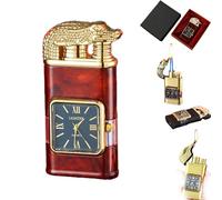 Windproof Lighter Vintage Watch Bezel Jet Flame Torch, Clock Lighters, Refillable Butane Lighters, Windproof Flames Lighters for Outdoor, Camping (Red A)