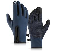 Windproof Winter Gloves, Waterproof Thermal Gloves with Sensitive Touch Screen Texting Fingers Windproof Elastic Wrist and Non-Slip Palm for Running Cycling Driving (Blue,S)