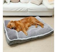 WINDRACING Cama para Perros Grandes, colchón con Almohada para Jaula, sofá Cama para Mascotas, Cama súper Suave para Perros medianos, Jumbo, pequeñas (Gris, XXL:(46 x 30 x 4 Pulgadas)