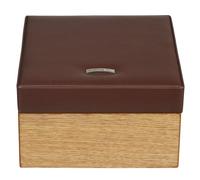 Windrose Estuche de madera para joyas de cuero 18 cm marrón