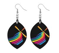 Winds of Change - Pendientes colgantes de madera para mujer, diseño de arcoíris, diseño de gota, Love, Madera, Sin piedra preciosa