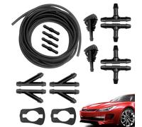 Windshield Washer Hose Kit - 5m Universal Fluid Tubing, Replacement Window Sprayer Pipe with 12 Connectors and 2 Spray Nozzles, Professional Repair Set, Ideal for Car SUV Truck Workplace
