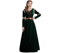 Windskids Merida Disfraz Mujer Cosplay Valiente Princesa Merida Medieval Corte Nobleza Vintage Maxi Vestidos de Noche para Halloween Carnaval Fiesta Cumpleaños Mascarada Actuaciones Costume