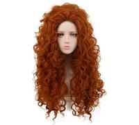Windskids Merida Pelucas Mujer Cosplay Valiente Princesa Merida Pelo Largo Despeinado Rizos Ondulados Wig para Halloween Carnaval Fiesta Mascarada Actuaciones Disfraz Accesorios Pelucas