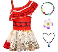 Windskids Niñas Vaiana Traje de Baño Una Pieza Volante Tankini Traje de Baño con Accesorios Set Summer Playa Pool Party Bañadores de Verano, 2-10 años