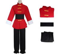 Windskids Ranma 1/2 Disfraz Adultos Cosplay Anime Kung Fu Uniforme Top Pantalones Cinturón Set para Fancy Dress Up Halloween Carnaval Fiesta Cumpleaños Mascarada Performance Costume, Rojo