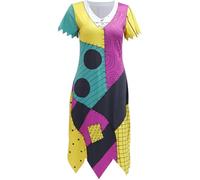 Windskids Sally Disfraz Mujer Cosplay Christmas Eve Jack Skellington Esqueleto Novia Sally Gotico 3D Impresión Vestidos para Halloween Carnaval Fiesta Mascarada Performance Costume