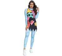 Windskids Sally Disfraz Mujer Cosplay Christmas Eve Jack Skellington Esqueleto Novia Sally Gotico 3D Impresión Vestido sin Mangas y Monos para Halloween Carnaval Fiesta Mascarada Performance Costume