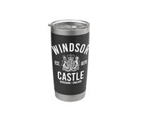 Windsor Castle Est. 1070 Berkshire Inglaterra Blanco Print Vaso térmico de acero inoxidable de doble pared
