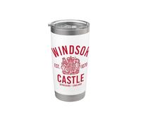 Windsor Castle Est. 1070 Berkshire Inglaterra Rojo Imprimir Vaso térmico de acero inoxidable de doble pared