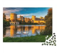Windsor Castle Puzzle 1000 Piezas Papel Reciclado River Thames Swan Puzzles for Elderly Juego Educativo Descompresión Aliviar la Demencia senil Gift 70x50cm/1000pcs