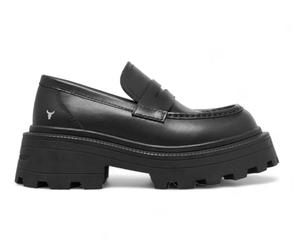 Windsorsmith Mocasines Gruesos con Plataforma de Cuero Negro para Mujer - True