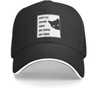 Windsoul Gorra de béisbol No salgas a la Calle Hay Gente ahí Fuera - Gorra Snapback para Amantes de los Gatos Nueva en el Sombrero Gorra de Golf para Mujer Hombre Negro Cool