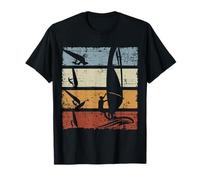 Windsurf - Camiseta de manga corta, diseño de jinete, diseño retro vintage de puesta de sol Camiseta