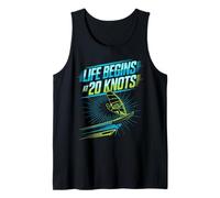 Windsurf Life Begins At 20 Knots Motivación Windsurfista Camiseta sin Mangas