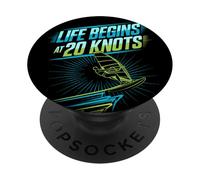 Windsurf Life Begins At 20 Knots Motivación Windsurfista PopSockets PopGrip Adhesivo