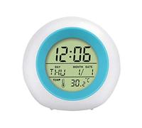 windyday - Despertador de luz nocturna ajustable fácil para que los niños se despierten en la habitación, radios despertadores LED con 7 luces coloridas para niños, niños y niñas y estudiantes