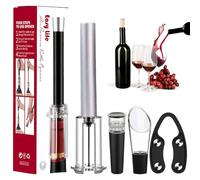 Wine Apener Air Pump,Wino on the Go Set 4-en-1, Juego Neumático De Sacacorchos 4 Piezas,Abrebotellas De Presión De Aire Para Botellas Para Hogar, Restaurante (Plata)