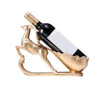 Wine Bottle Holder - Deer Figurine Pulling Cart, Vintage Wine Stand for Countertop Display, Decorative Rack with Festive Christmas Theme, Table Centerpiece, Holiday Party, Home Bar, Dining Room